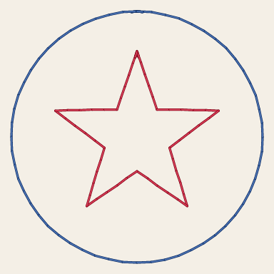 A red star inside a blue ring, as the badge will sew