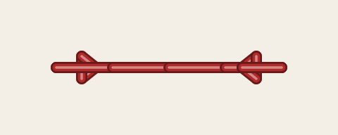 An 8 mm line with a lock at each end, arrow