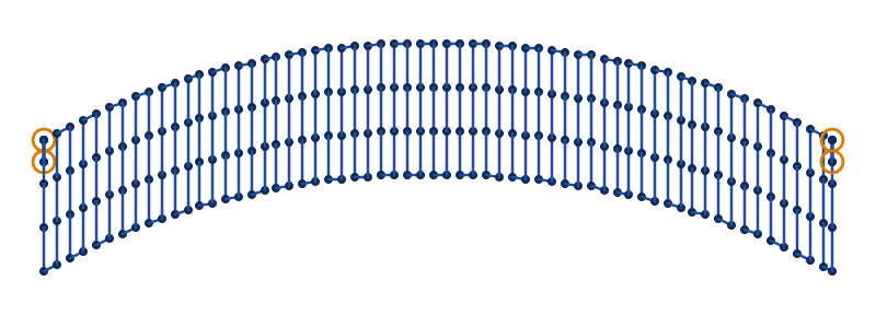 The same band at 0.6 mm spacing, its stitches across split to no more than 2.5 mm, Default