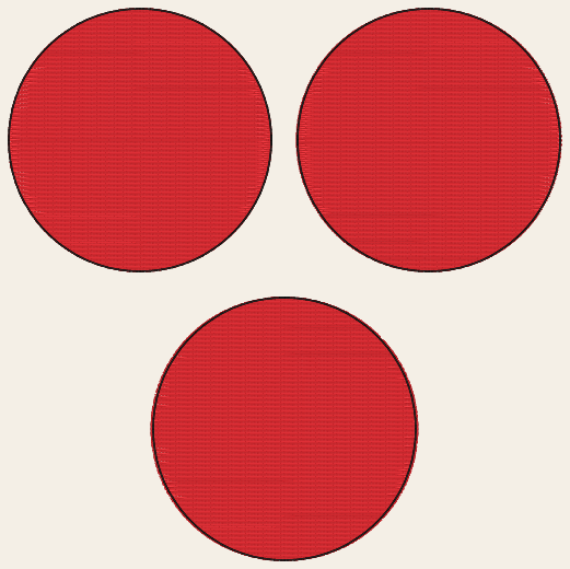 TS-07 as it will sew: three red tatami circles, two side by side and one below them, each with a thin black outline along its edge.